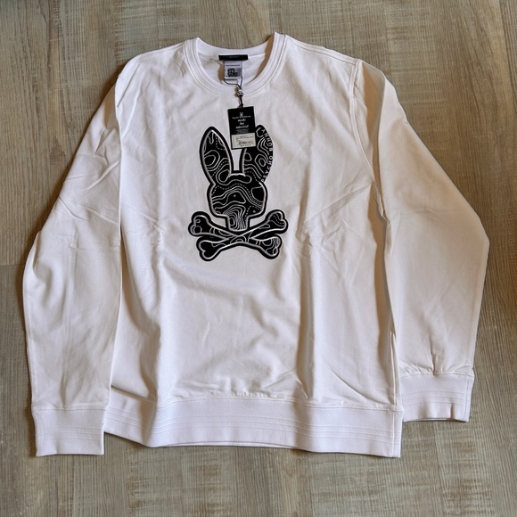 NWT Psycho Bunny Sweatshirt Mens Crew Neck Dixon Logo XXL white - Picture 4 of 9